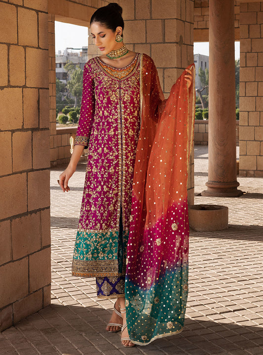Zainab Chottani Roohi style — Mairaz maroon three-piece suit reference, view 2 of 6