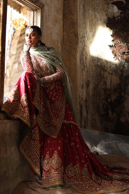 Mohsin Naveed Ranjha Ruhi Begum Style — Mairaz Carrot Red Gharara