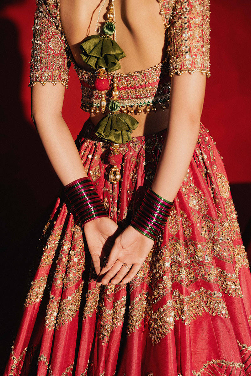 Mohsin Naveed Ranjha Gul Badan style — Mairaz rose pink lehenga choli reference, view 6 of 6