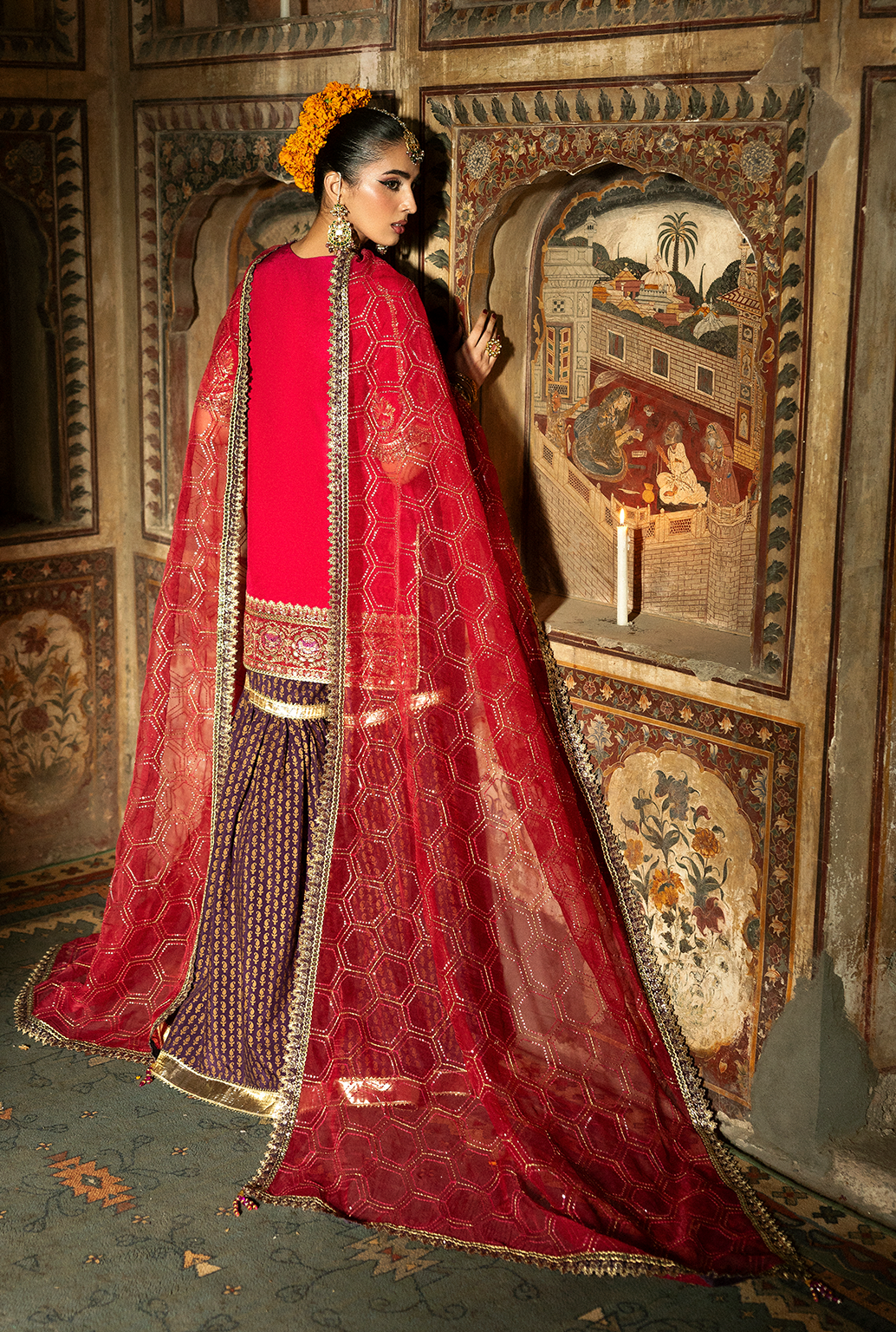 Saad Shaikh Gulrukh Style — Mairaz Magenta Three-Piece Suit