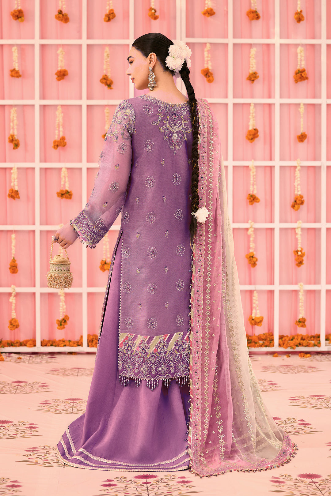 Alizeh AF-ZN-2220-Zari Style — Mairaz Mauve Three-Piece Suit
