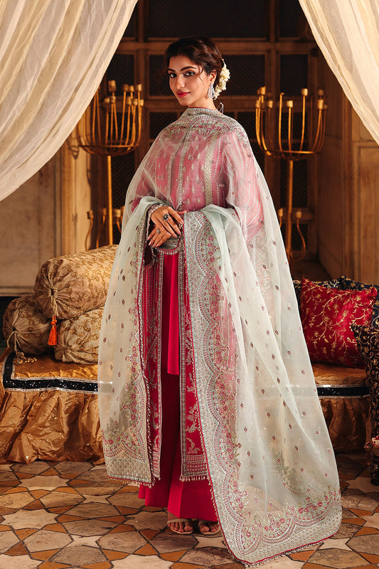 Saad Shaikh Shafaq Style — Mairaz Pink & Aqua Three-Piece Suit