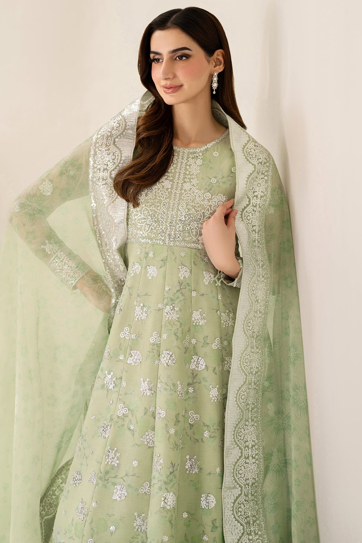 Farasha Sage Sparkle Style — Mairaz Three-Piece Suit