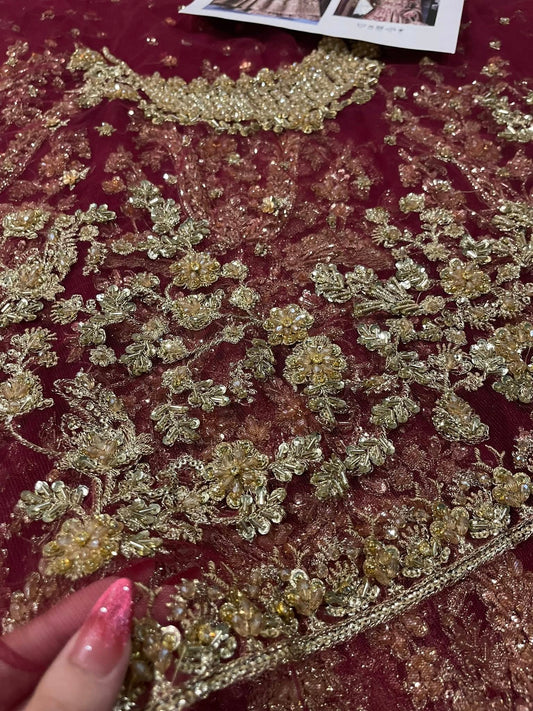 Faiza Saqlain Ayana Style — Mairaz Maroon Lehenga