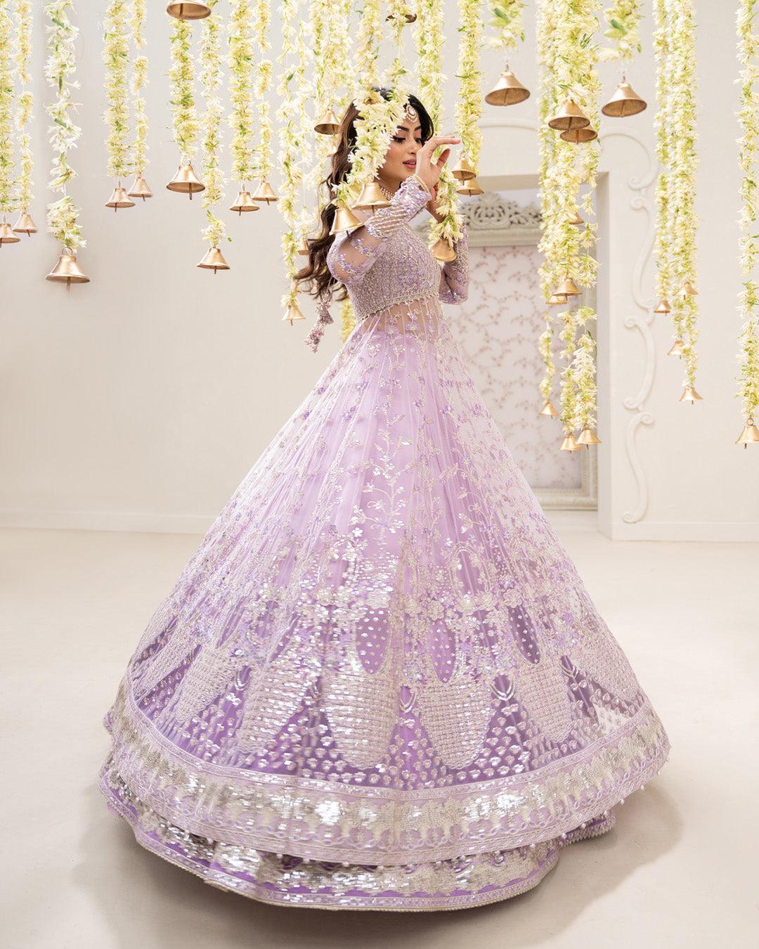 Faiza Saqlain Pinar style — Mairaz lilac lehenga reference, view 7 of 7