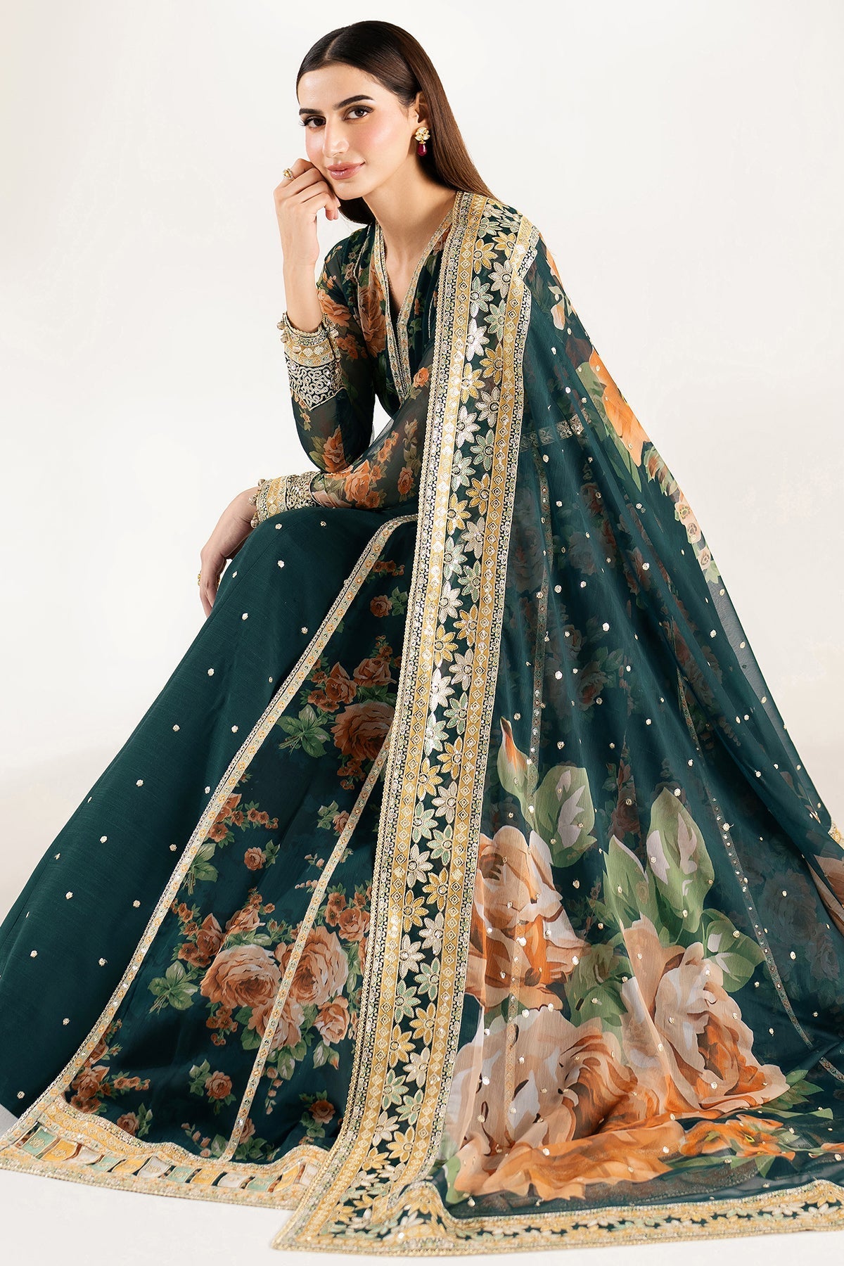Farasha Teal Passion Style — Mairaz Teal Three-Piece Suit