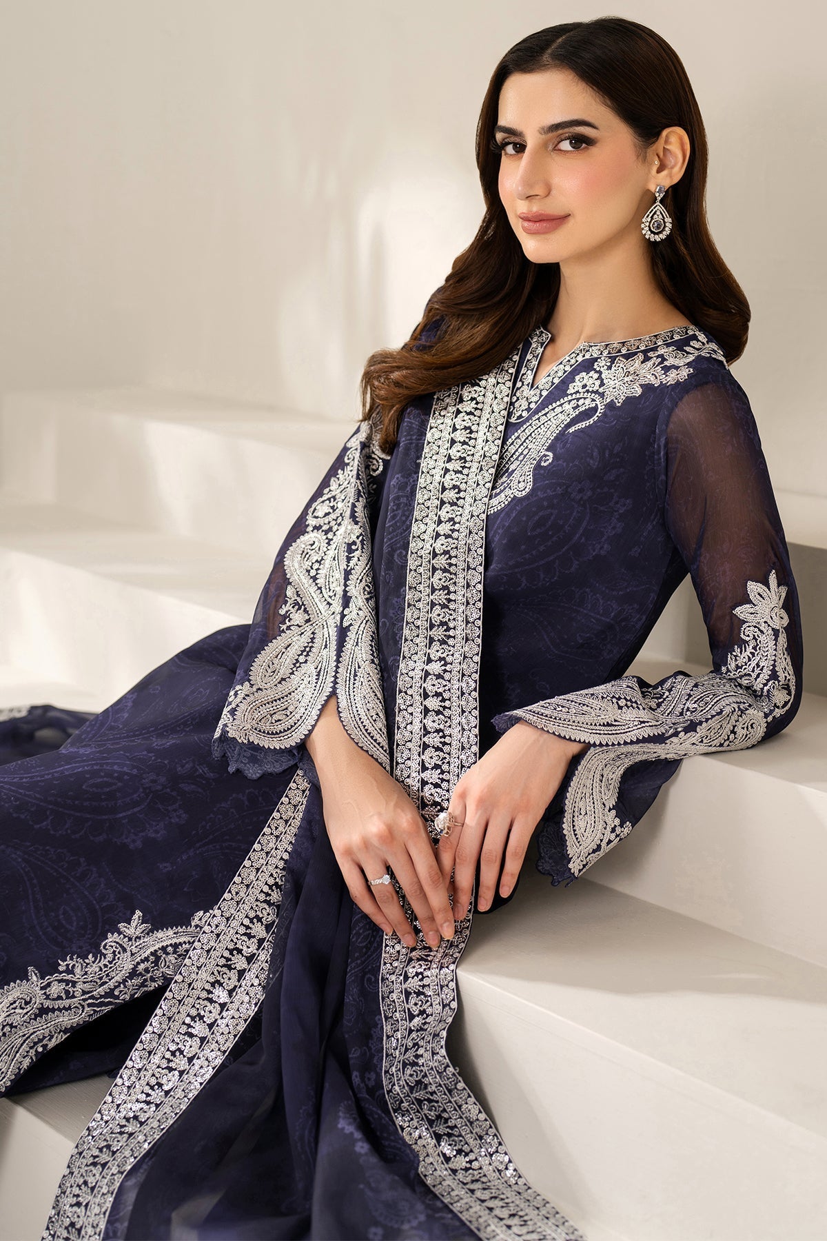 Farasha Blue Dazzle Style — Mairaz Blue Three-Piece Suit