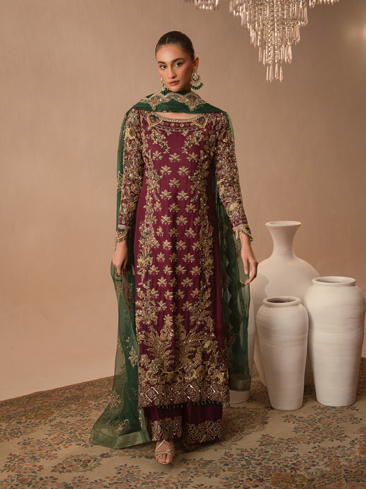 Abeera Usman – Burgundy Dusk Style — Mairaz reproduction, product view 2 of 6