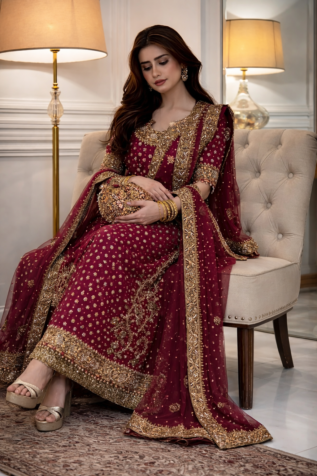 Haris Shakeel HR 69 Aisha Afridi Style — Mairaz Three-Piece Suit