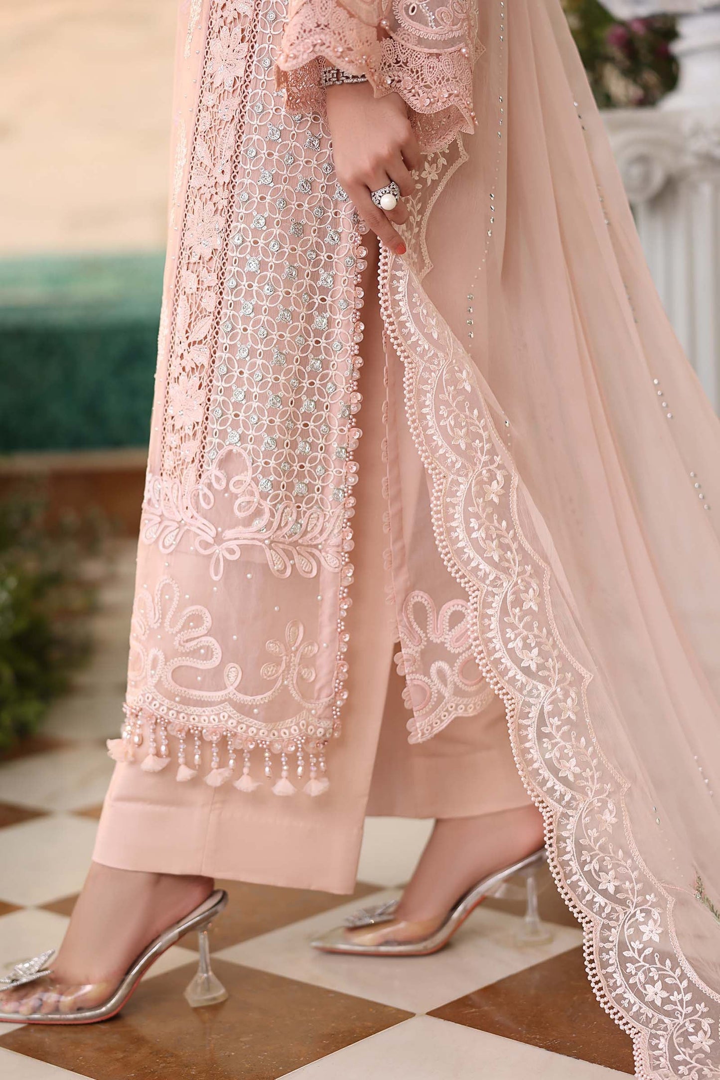 Maria B MPC-26-104 Style — Mairaz Peach Pink Three-Piece Suit