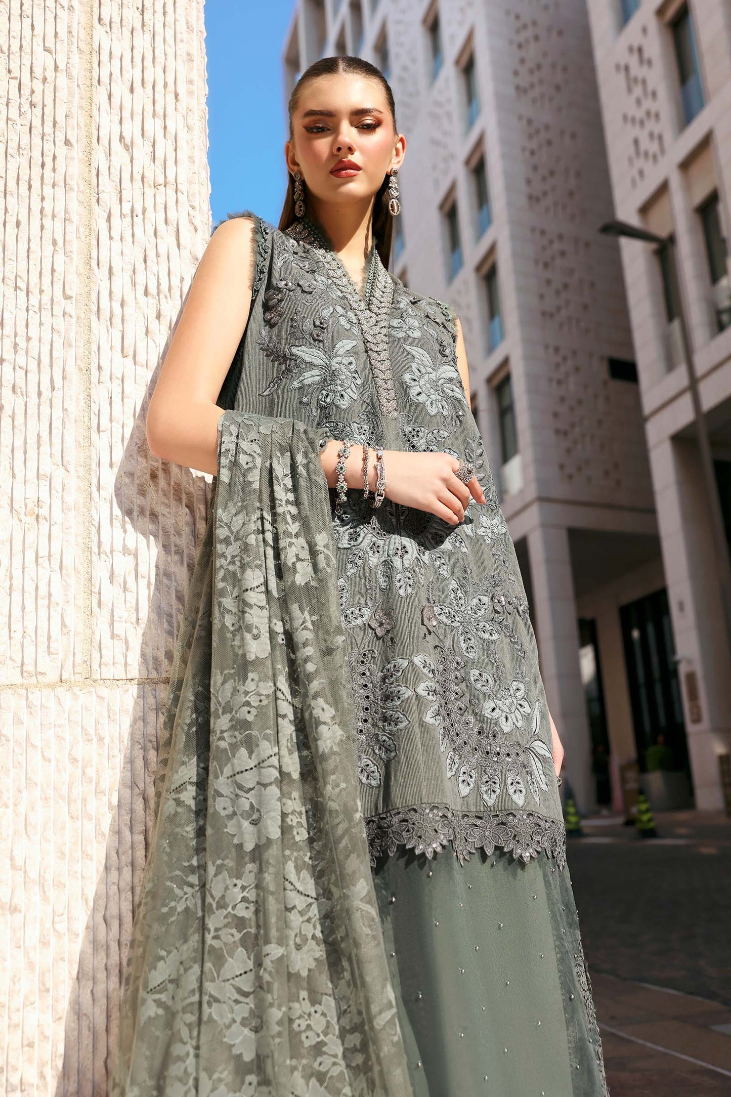 Maria B D-2603-B Style — Mairaz Dusty Blue Lawn Suit