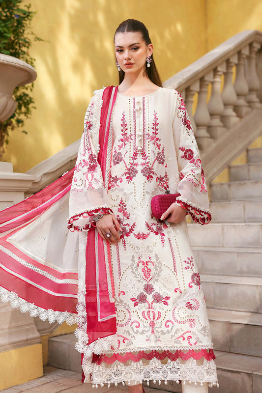 Maria B D-2609-A Style — Mairaz Off-White & Pink Lawn Suit