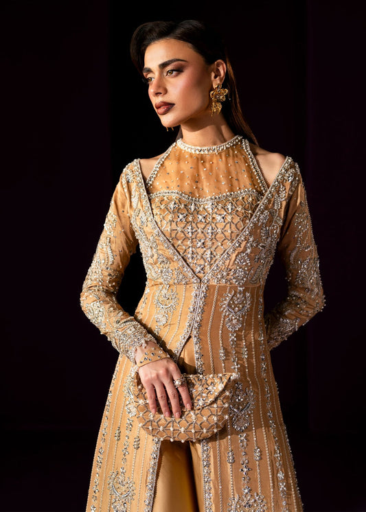 Dastoor Collection Oriana Style — Mairaz Golden Beige Three-Piece Suit