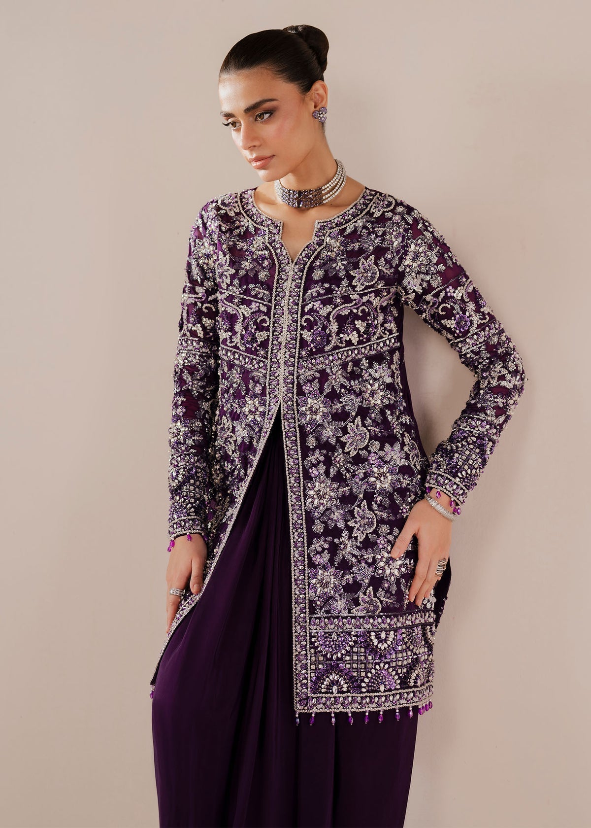 Dastoor Collection Aysel Style — Mairaz Purple Three-Piece Suit
