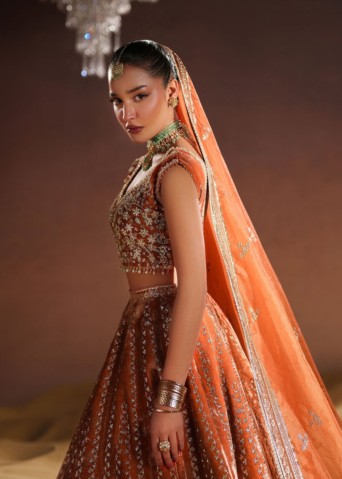 Dastoor Dahlia Style — Mairaz Rust Lehenga