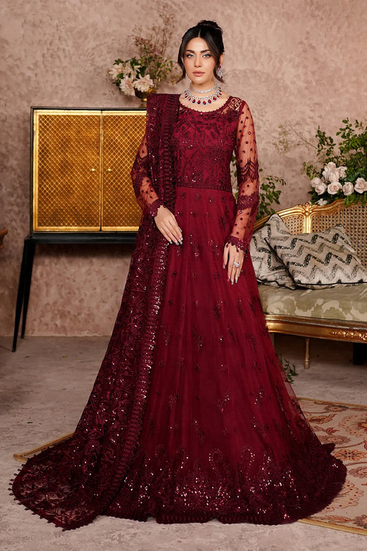 Maryams Ariella ARZ-8001 Style — Mairaz Maroon Three-Piece Suit