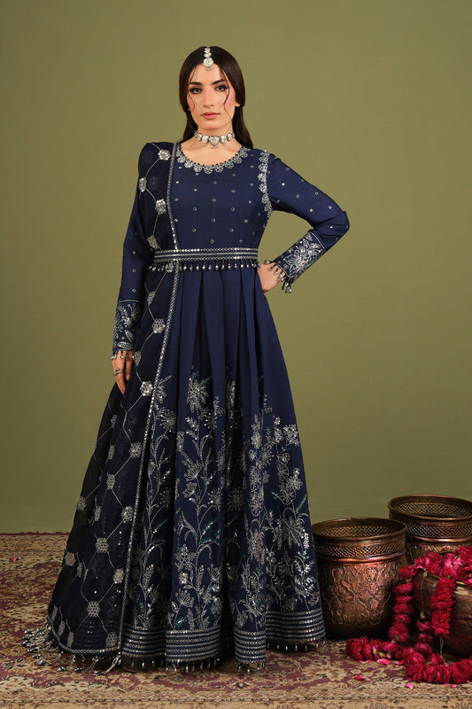Alizeh AF-RS-11-Abaan Style — Mairaz Navy Blue Three-Piece Suit