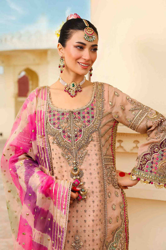 Maria B Zeenat-un-Nisa Style — Mairaz Peachy Pink Three-Piece Suit