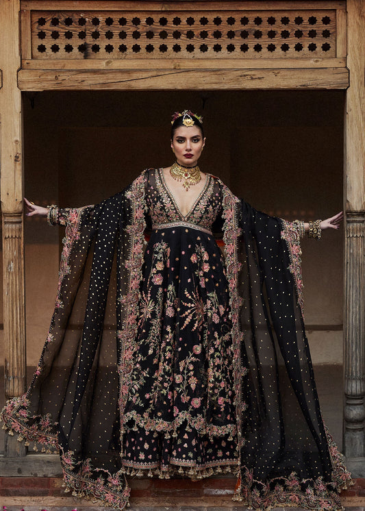 Hussain Rehar Pathaar Style — Mairaz Black Wedding Maxi