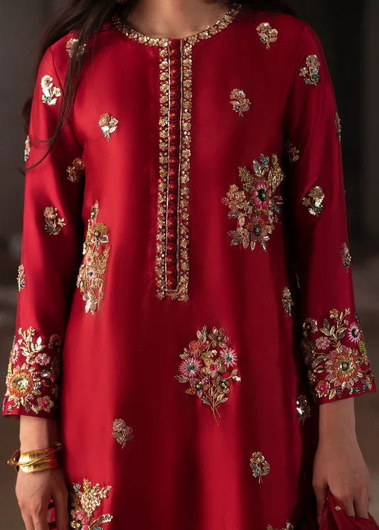 Souchaj Rosee Style wine red tissue silk formal outfit reference view 2