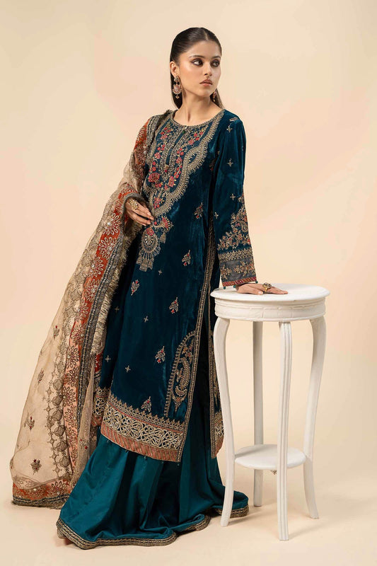 Velvet Teal Blue SF-W24-29 Style, Mairaz reproduction, product view 2 of 6