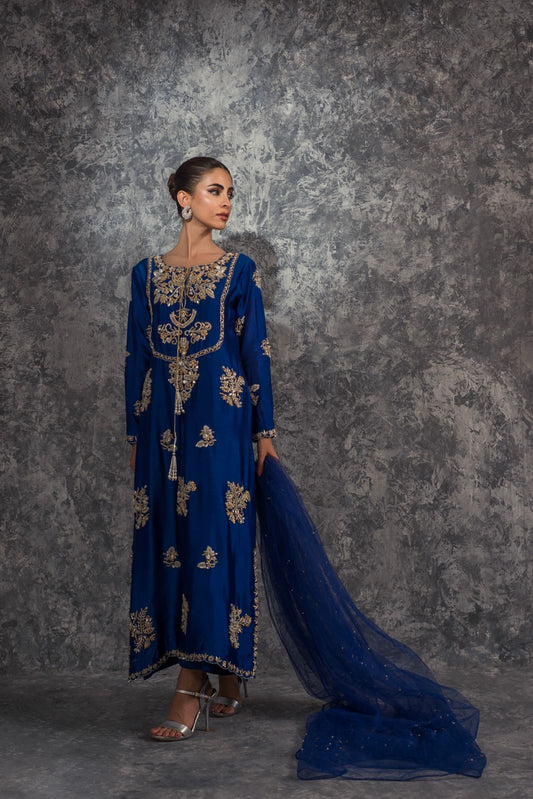 Sehrish Nadeem Miral Style — Mairaz Dark Blue Three-Piece Suit