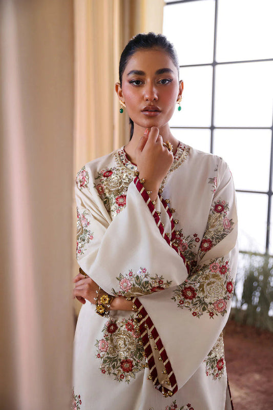 Ethnc Off White embroidered silk side view