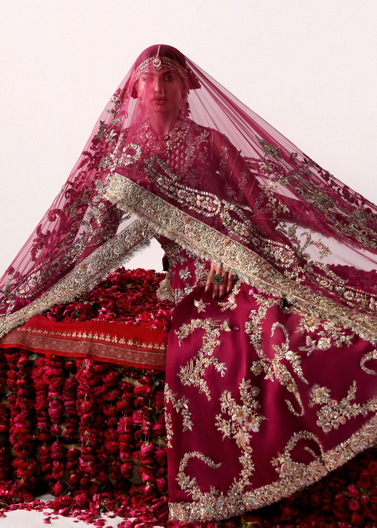 Hussain Rehar Naunihal Style anari red bridal lehenga reference view 8