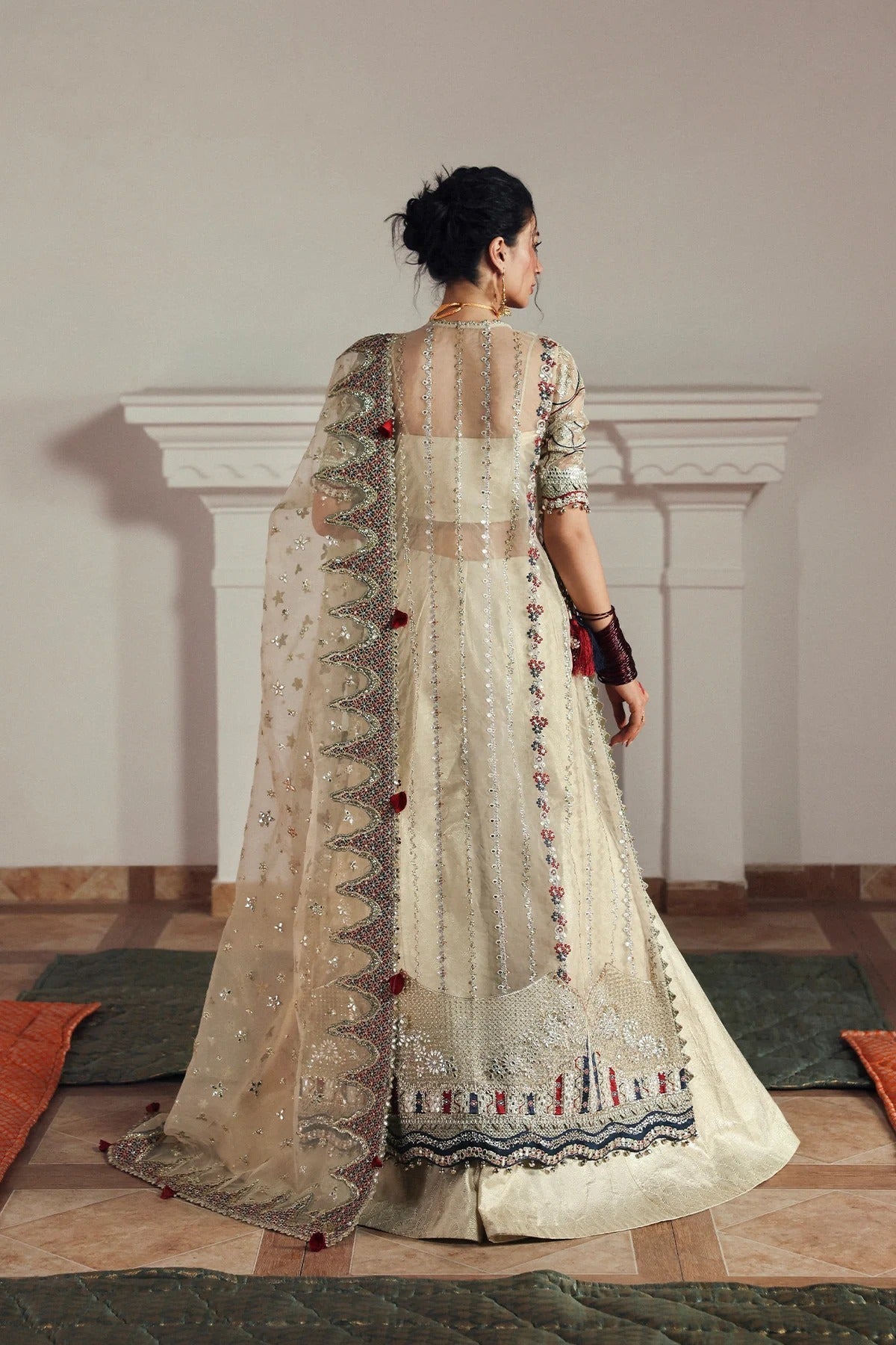 Afrozeh Shahnaz Style — Mairaz Cream Three-Piece Suit