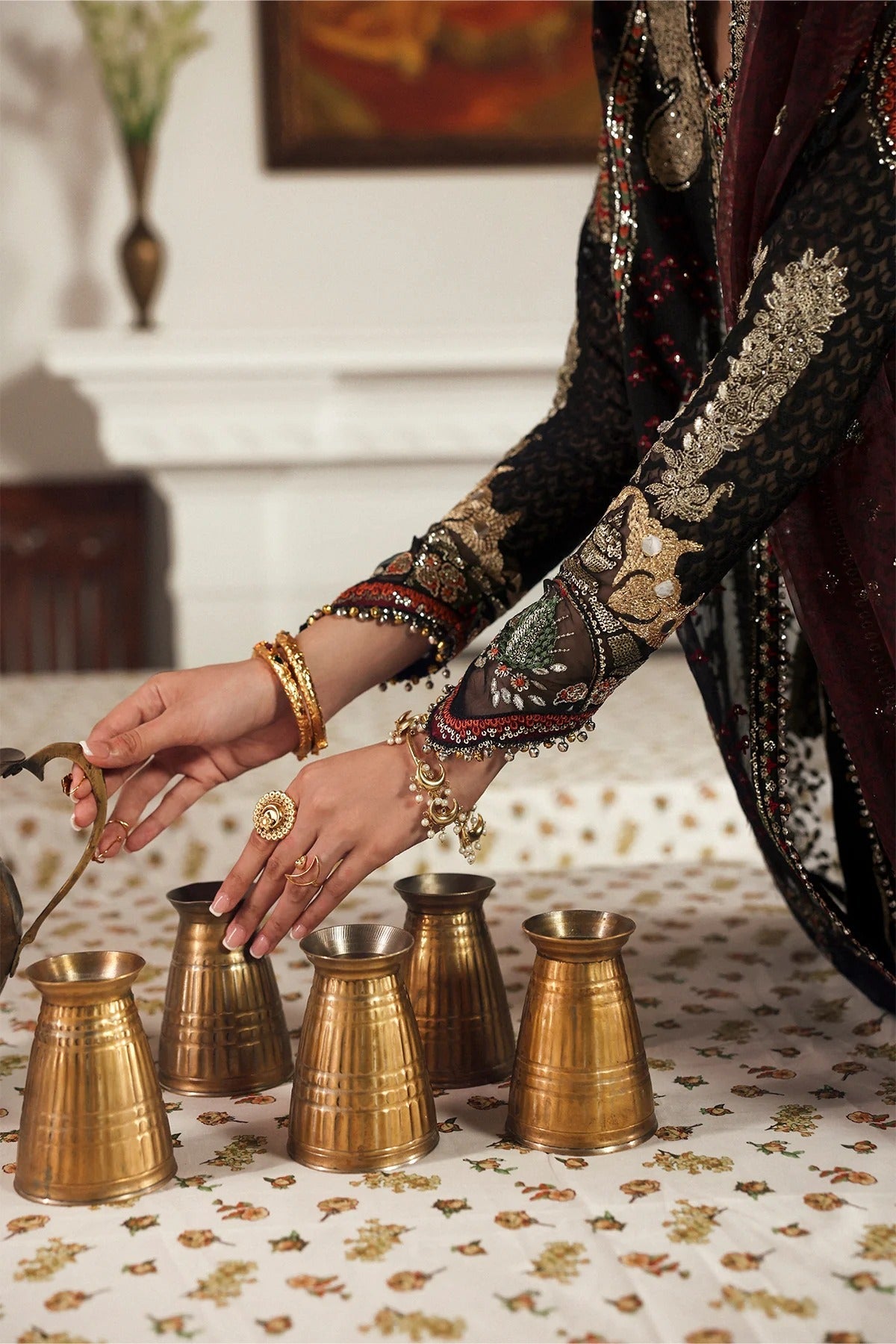 Afrozeh Dhanak Style — Mairaz Black Three-Piece Suit