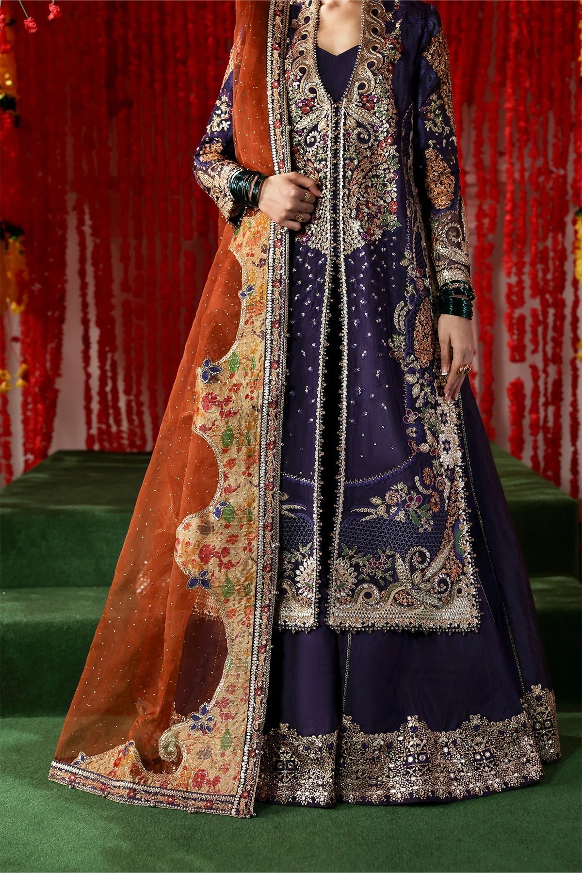 Afrozeh Gulnaar Style — Mairaz Purple & Rust Three-Piece Suit