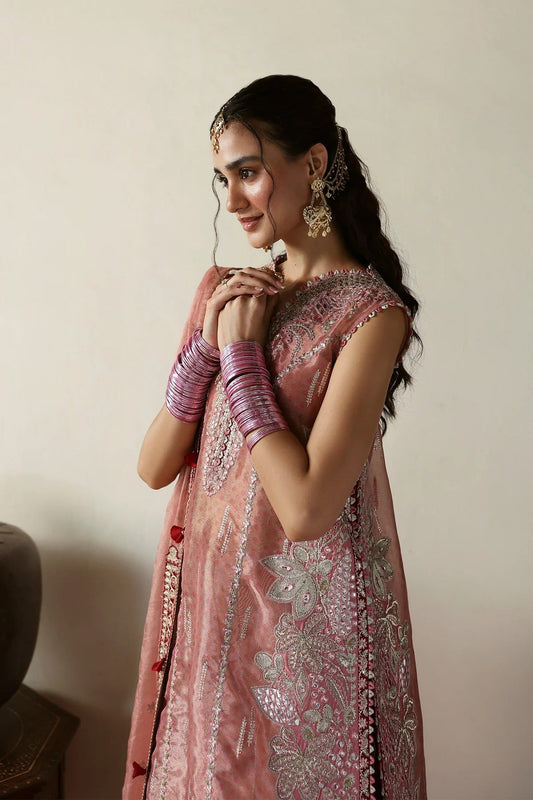 Afrozeh Roshaan Style — Mairaz Pink & Maroon Three-Piece Suit