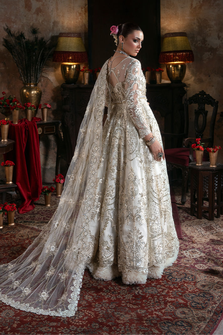IB-57 Jahanara pearl white maxi / lehenga choli, reference outfit photograph 8 — Made by Mairaz reproduction