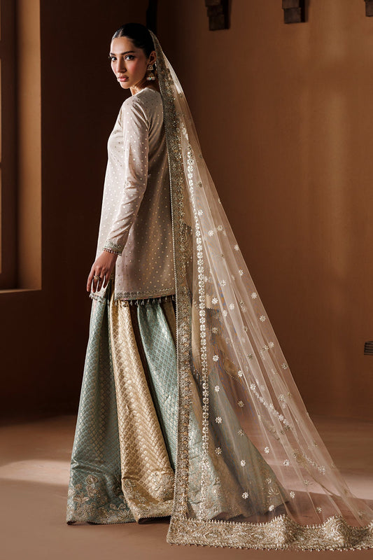 Baroque UF-4435 ivory multicolour gharara — back and dupatta view, design reference
