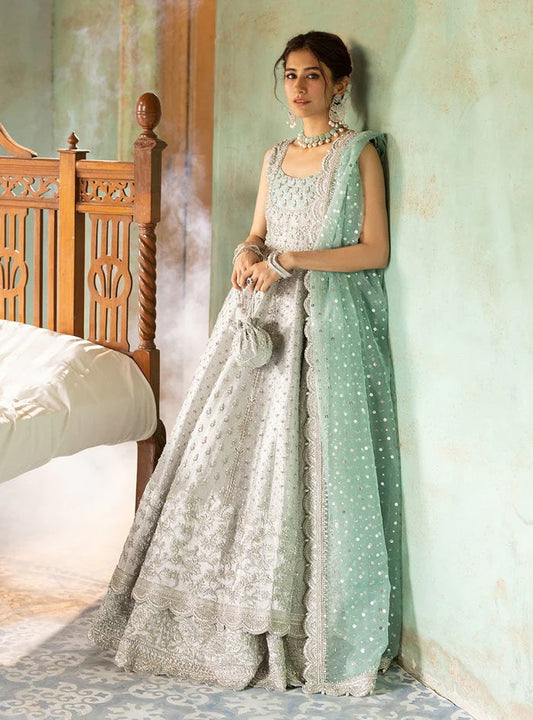 Zainab Chottani Shahnoor silver grey and mint gown — gown and mint dupatta, design reference