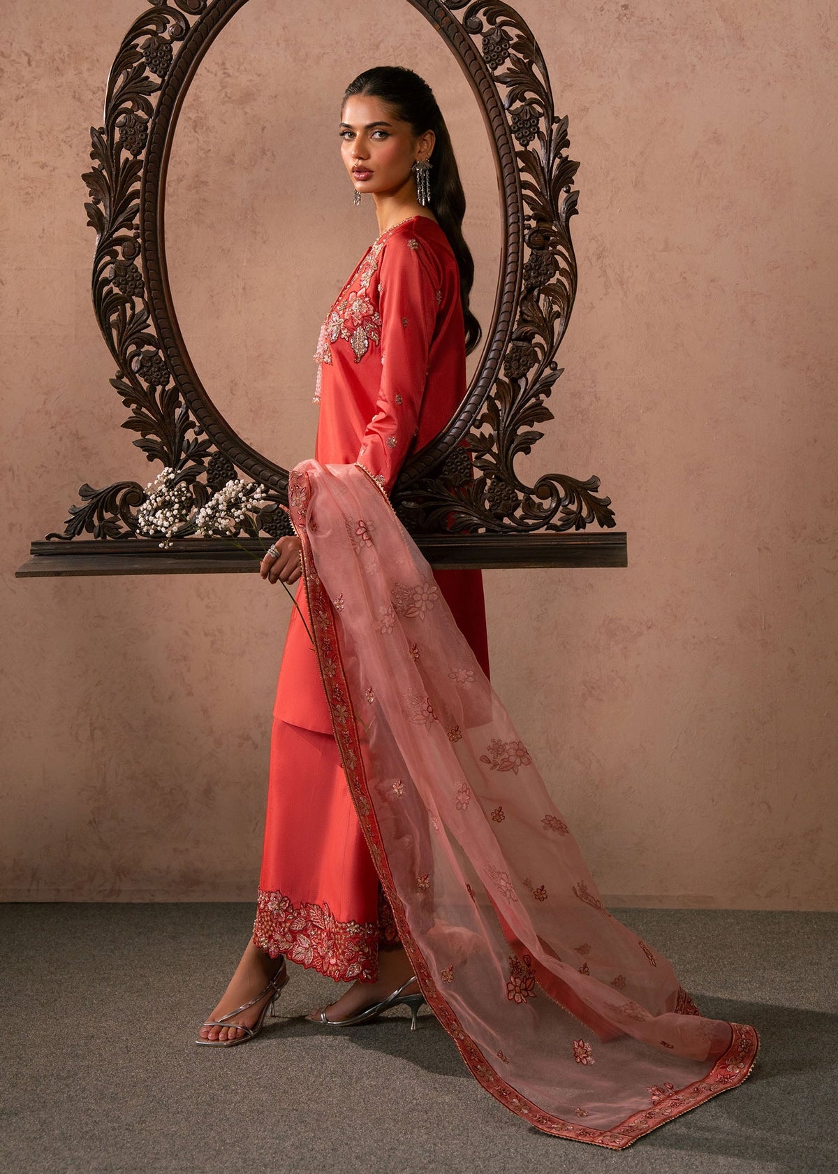 Lucia rose pink shirt suit, reference outfit photograph 7 — Made by Mairaz reproduction