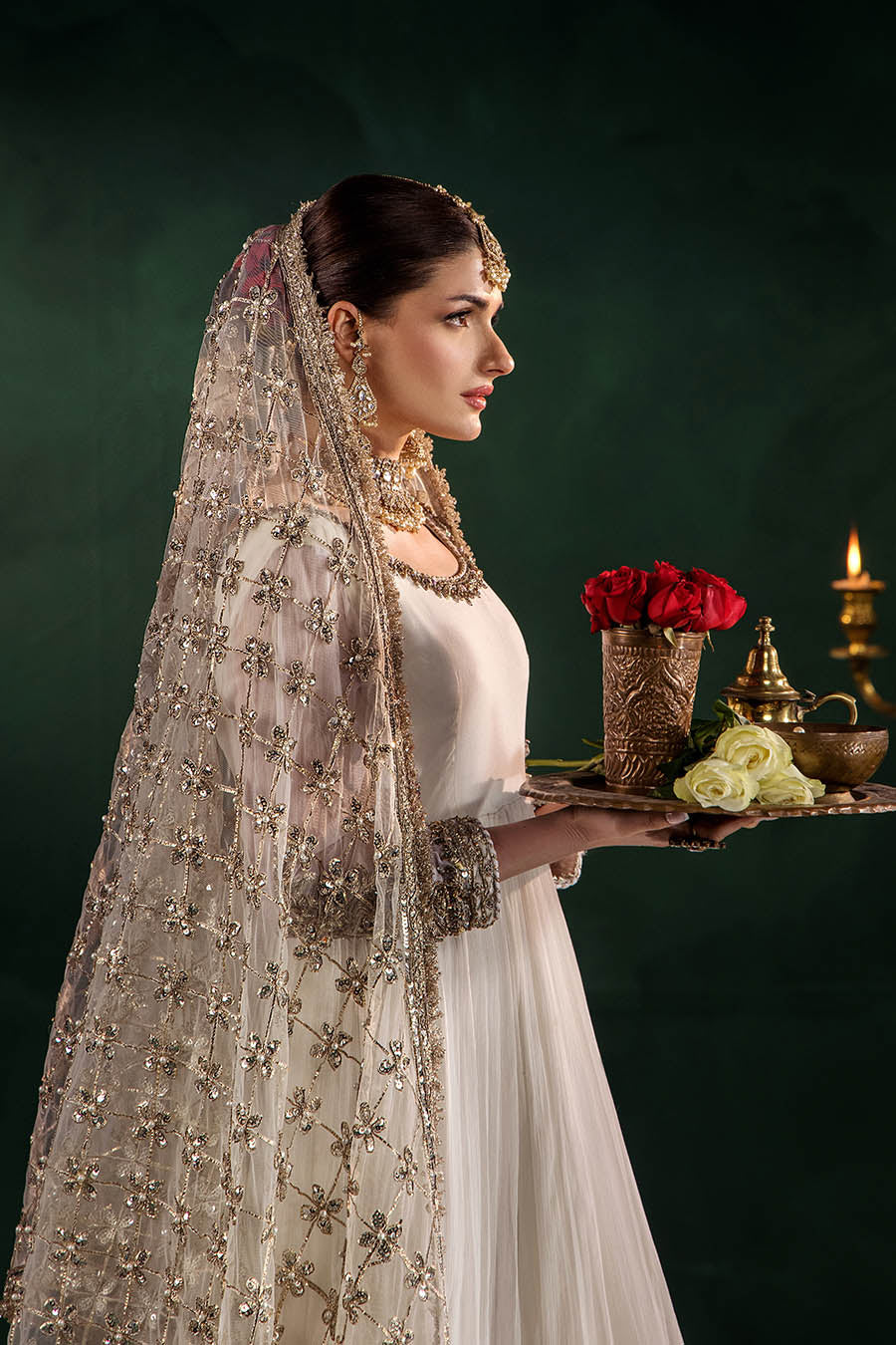 P-307 pastel pink / olive / white pishwas, reference outfit photograph 67 — Made by Mairaz reproduction