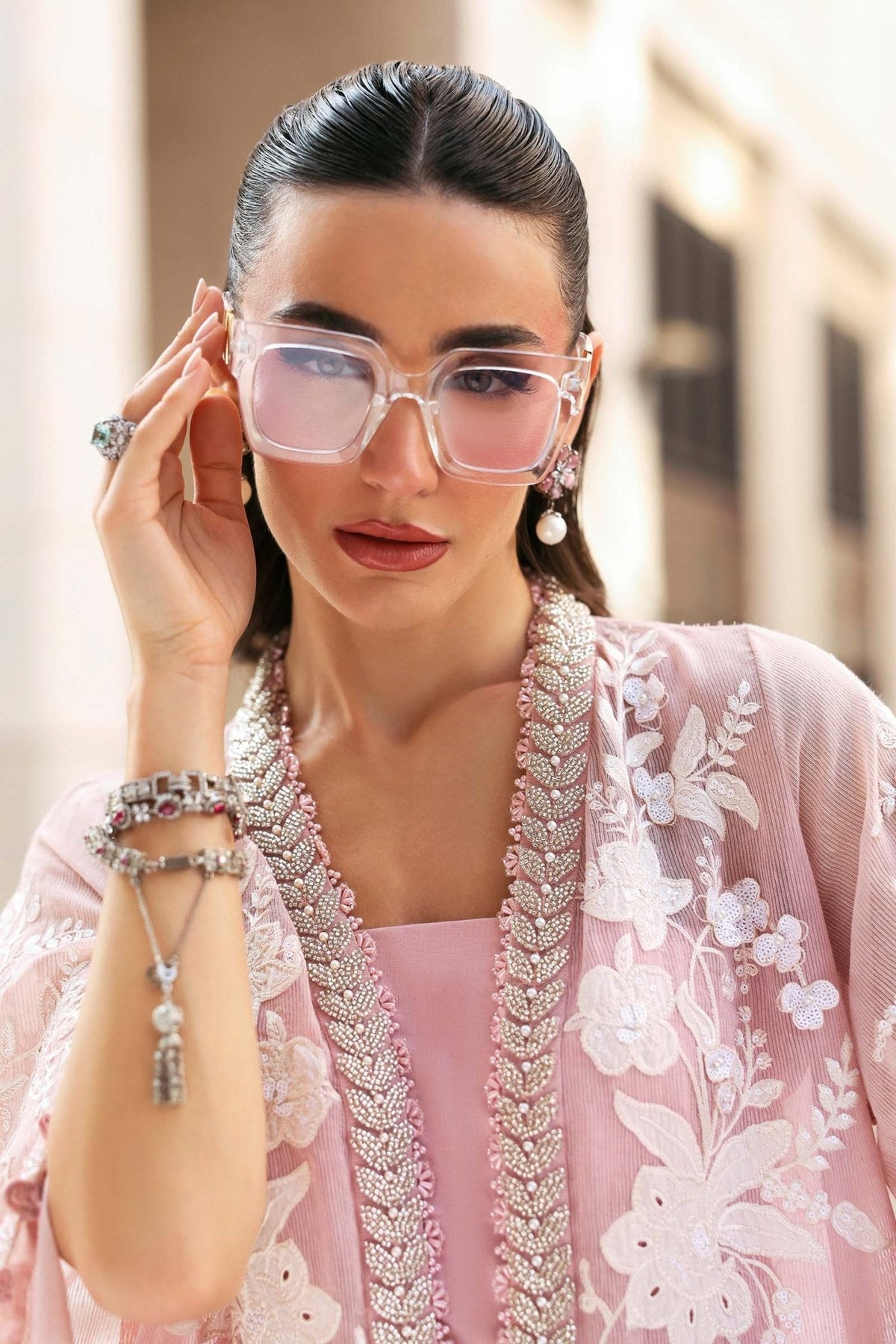 Maria B D-2603-A style reference, Pastel Pink Lawn Suit, view 12
