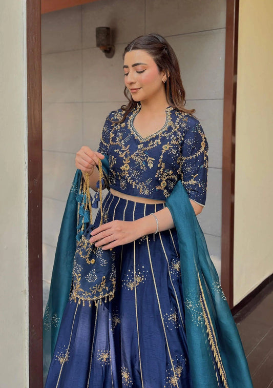 Mubashira Usman Zahveen style design reference — choli and potli