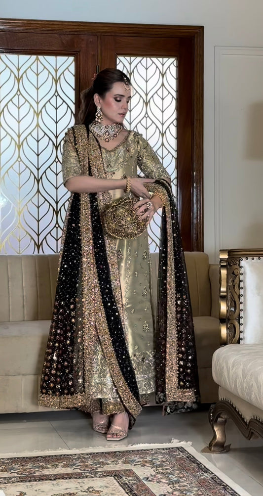 Haris Shakeel Gold & Black style — Mairaz gold and black four-piece suit reference, view 2 of 8