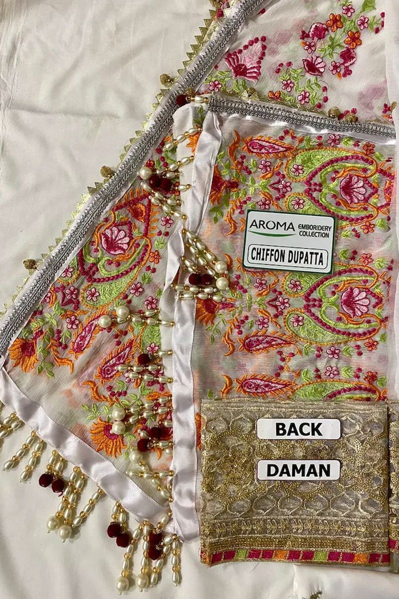 Maria B Rang-e-Bhara Style — Mairaz White Chiffon Gharara