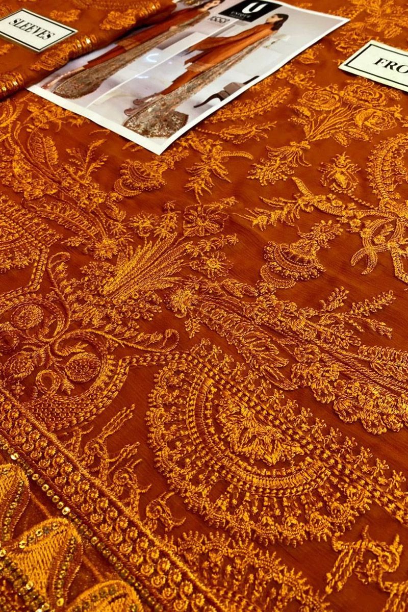 Jazmin Crystal Sugar Style — Mairaz Orange Chiffon Suit