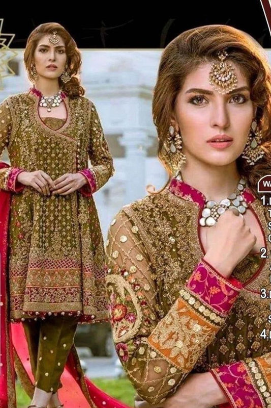Angrakha Style — Mairaz Green Three-Piece Suit