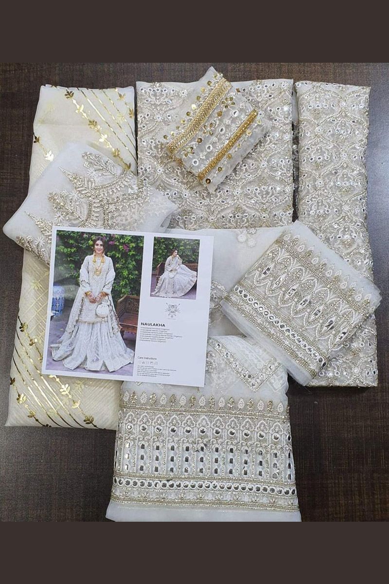 Naulakha Style — Mairaz White Sharara