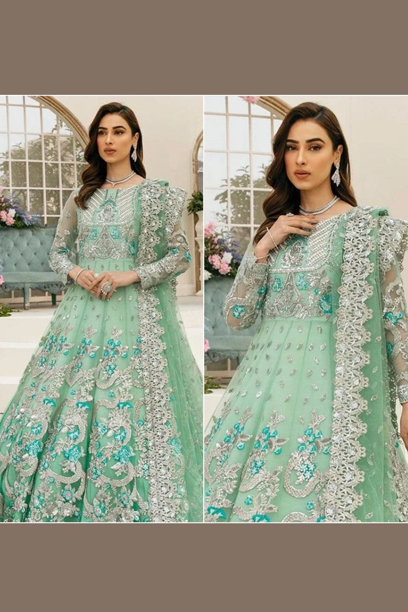 Imrozia Isla Style — Mairaz Green Net Bridal Frock
