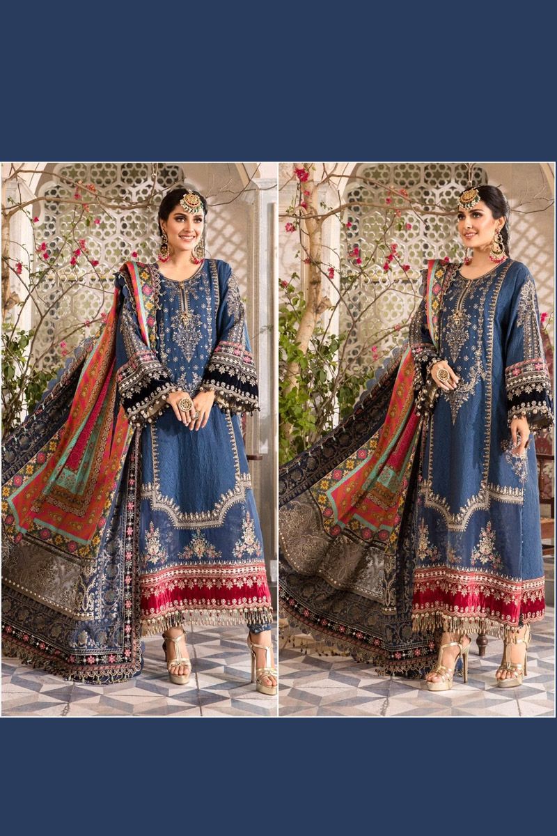 Maria B BD-2407 Style — Mairaz Midnight Blue Wedding Maxi