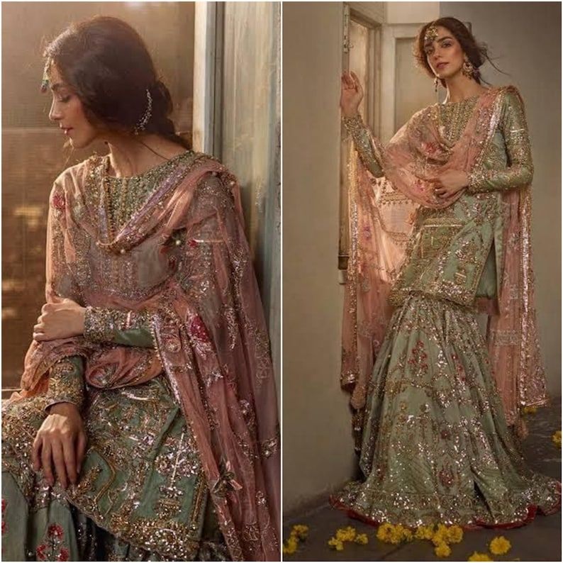 Mohsin Naveed Ranjha Zamrud style — Mairaz green gharara set reference, view 11 of 11