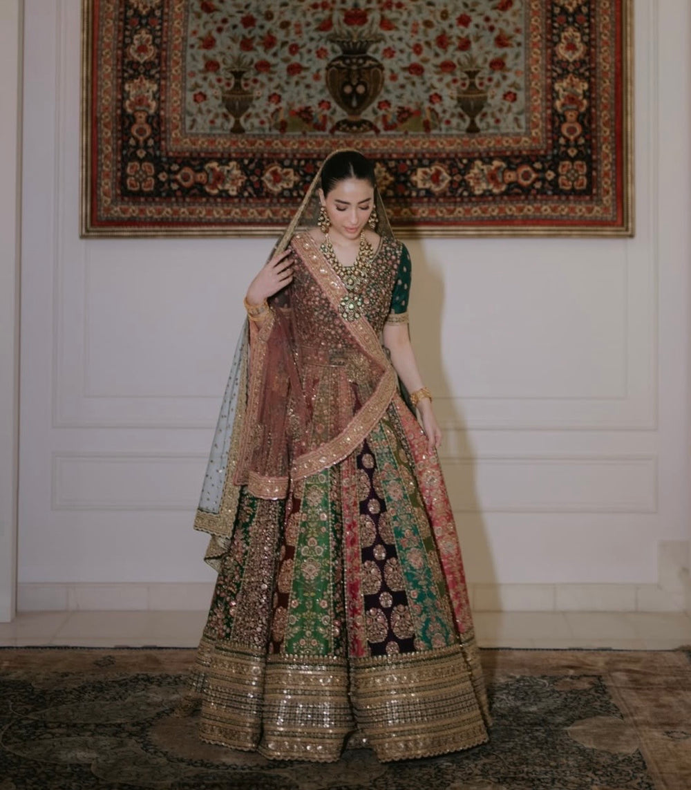Sabyasachi Mukherjee style — Mairaz multicoloured 18-panel lehenga reference, view 3 of 3