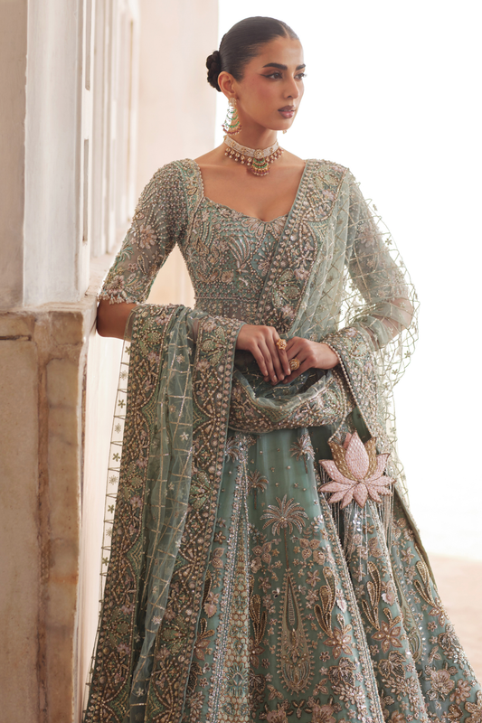 Mahra Mint green with multicolour accents, bodice and dupatta, design reference