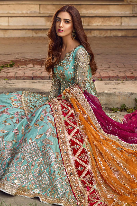 Mohsin Naveed Ranjha Ronaq Jahan style — Mairaz sky blue bridal lehenga reference, view 2 of 4